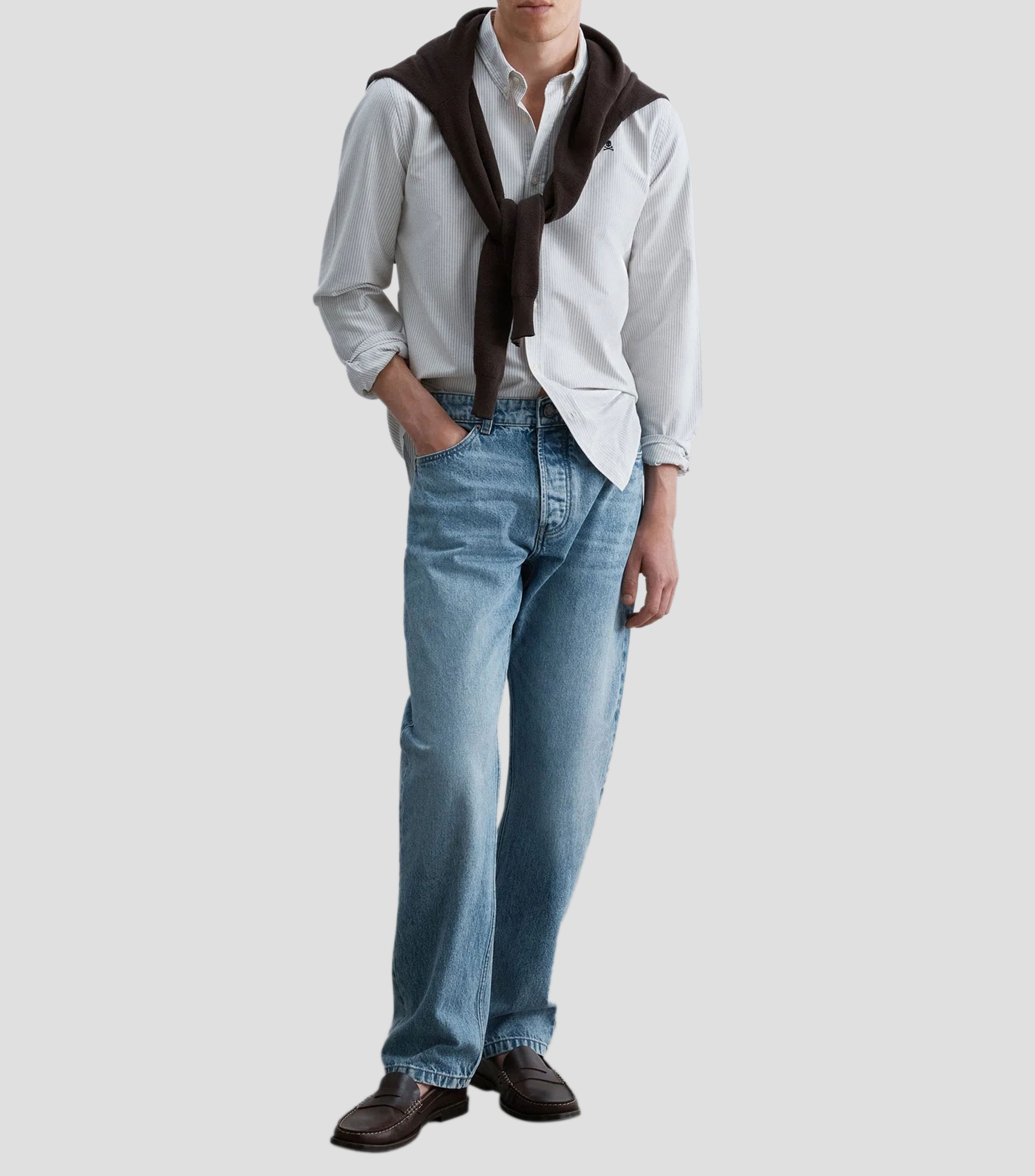 Camisa con líneas manga larga Hombre